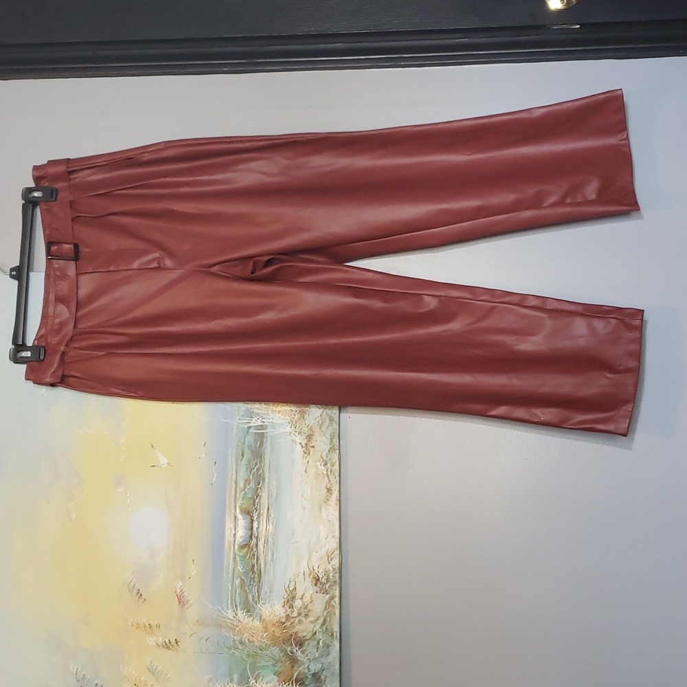 Faux leather pants. Size 10. Burnt red color. Who What Wear  brand